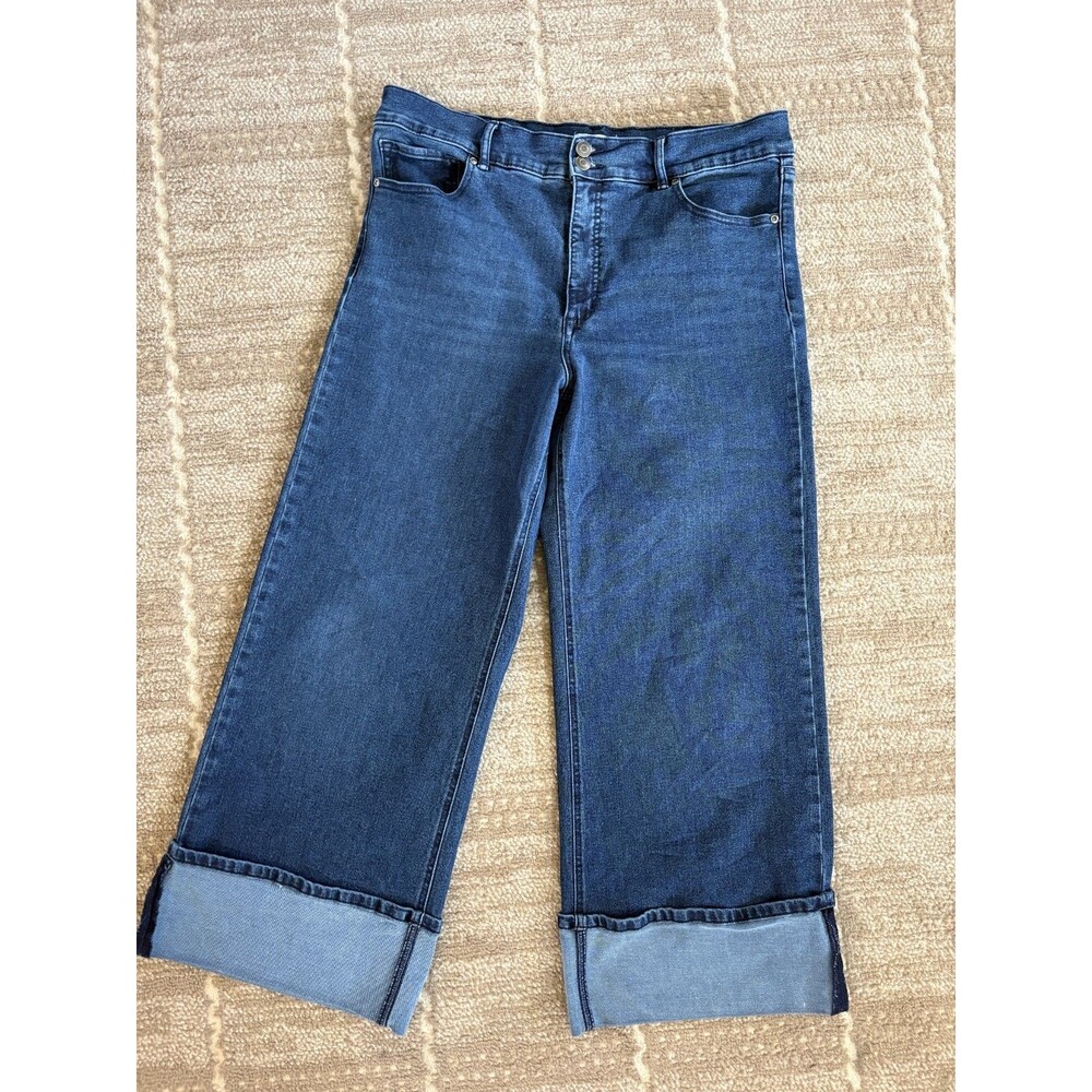 Sofia Vergara Margot Jeans Womens 16 Wide Leg High Rise Cuffed Blue Denim